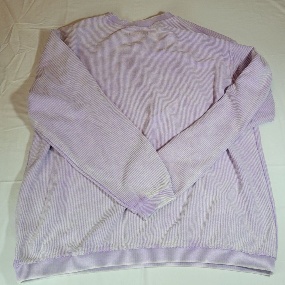 Discounted Divas L Corded Crewneck Pullover Women Purple Cotton Ribbed Cozy Soft